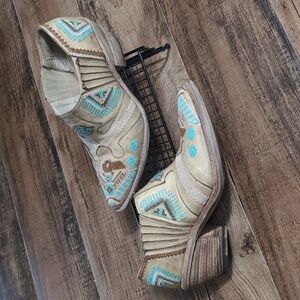 Fauzian Jeunesse Vintage Iginis 2" Ankle Boots US 7.5 EU 38 Embroidered Italian